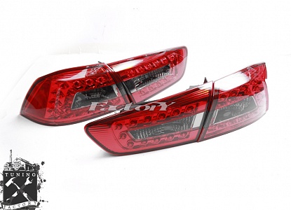 Фонари для Mitsubishi Lancer 10, красные/ тонированные