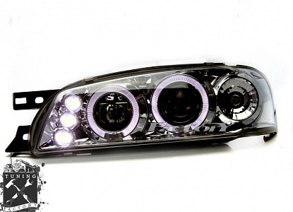 Фары с "angel eyes" для Subaru Impreza GC, хром