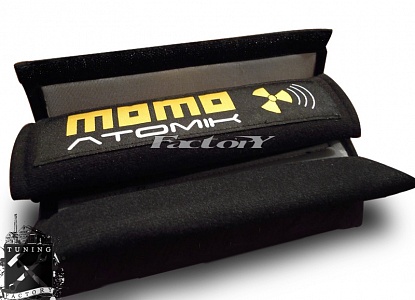 Накладки на ремни MOMO Atomik, черные с желтым