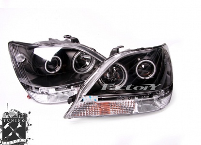 Фары с "angel eyes" для Lexus RX300, черные