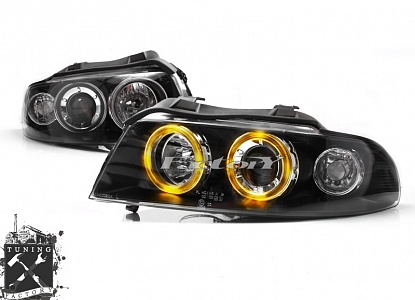 Фары с "Angel eyes" для Audi A4 B5, черные