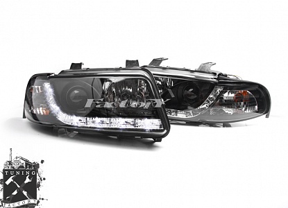 Фары с ходовыми огнями для Audi A4 (B5), черные