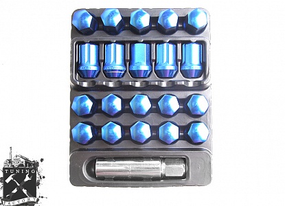 TPI Кованные алюминевые гайки с секреткой XR NUTS, резьба 12x1.25, синие