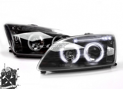 Фары с "angel eyes" для Ford Focus 2, черные